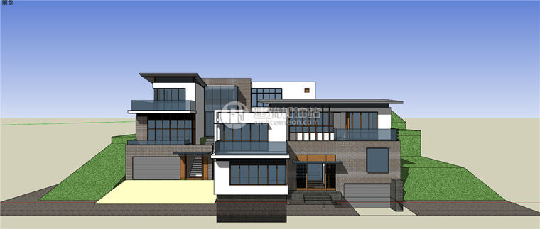 山地现代风格别墅学生课程设计包含SU模型/草图大师模型+c...-6