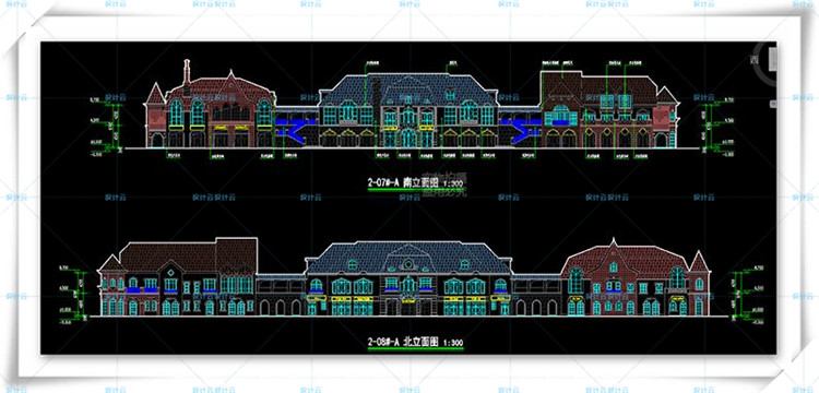 TU00818欧式商业区小镇别墅建筑规划设计cad+su模型+效果图-25