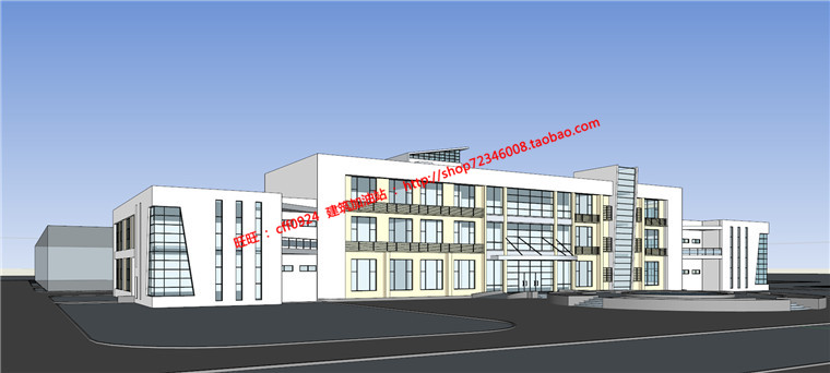 NO00665cad图纸su模型效果图3dmax厂区多层办公楼写字楼建筑方...-7