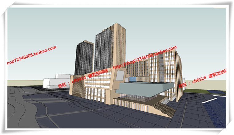 JZ179四星级酒店建筑设计方案SU模型+cad详细方案图纸-3