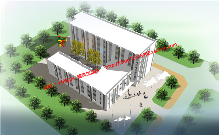 NO01776办公综合教学楼学校含cad图纸su模型lumion效果图-3