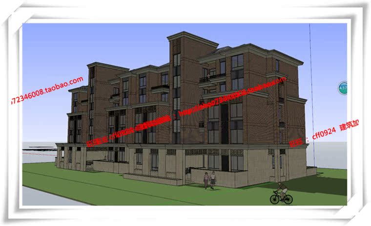 JZ303江西上饶多层住宅cad立面平面总图skp/su/sketchup模型图+...-5