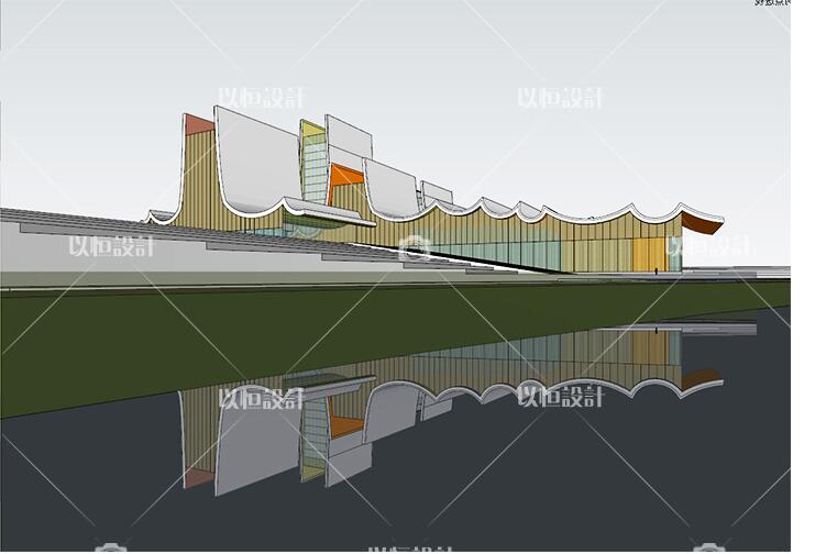 YH02156妇女儿童活动中心SU模型滨海公共空间深化方案-5