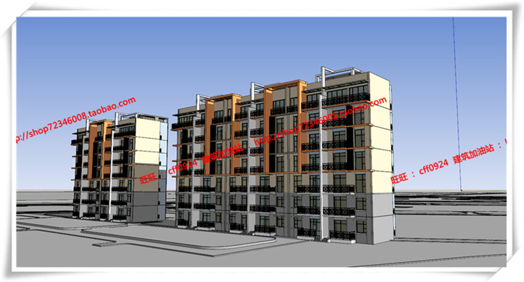 JZ288花园住宅/多层住宅全套设计SU模型+cad图纸+效果图+3D-10