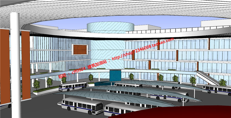 NO00098运输中心汽车站设计客运中心su模型3Dmax效果图cad图纸-11