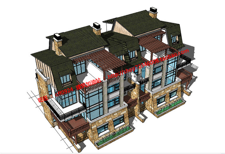 NO00312新农村花园洋房住宅建筑方案设计cad户型图纸su模型-2