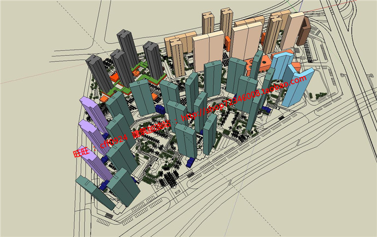 NO01219小区规划项目中标方案设计cad总图户型3dmax模型效果图-11