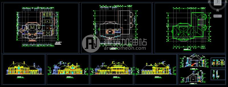 欧式全套别墅 整套设计 SU模型 CAD图纸 Sketchup模型 效果图JZ015-8