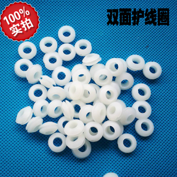 Double-sided protective coil rubber ring Sealing ring Wire ring through hole wire sleeve Black white 3456789-30mm white