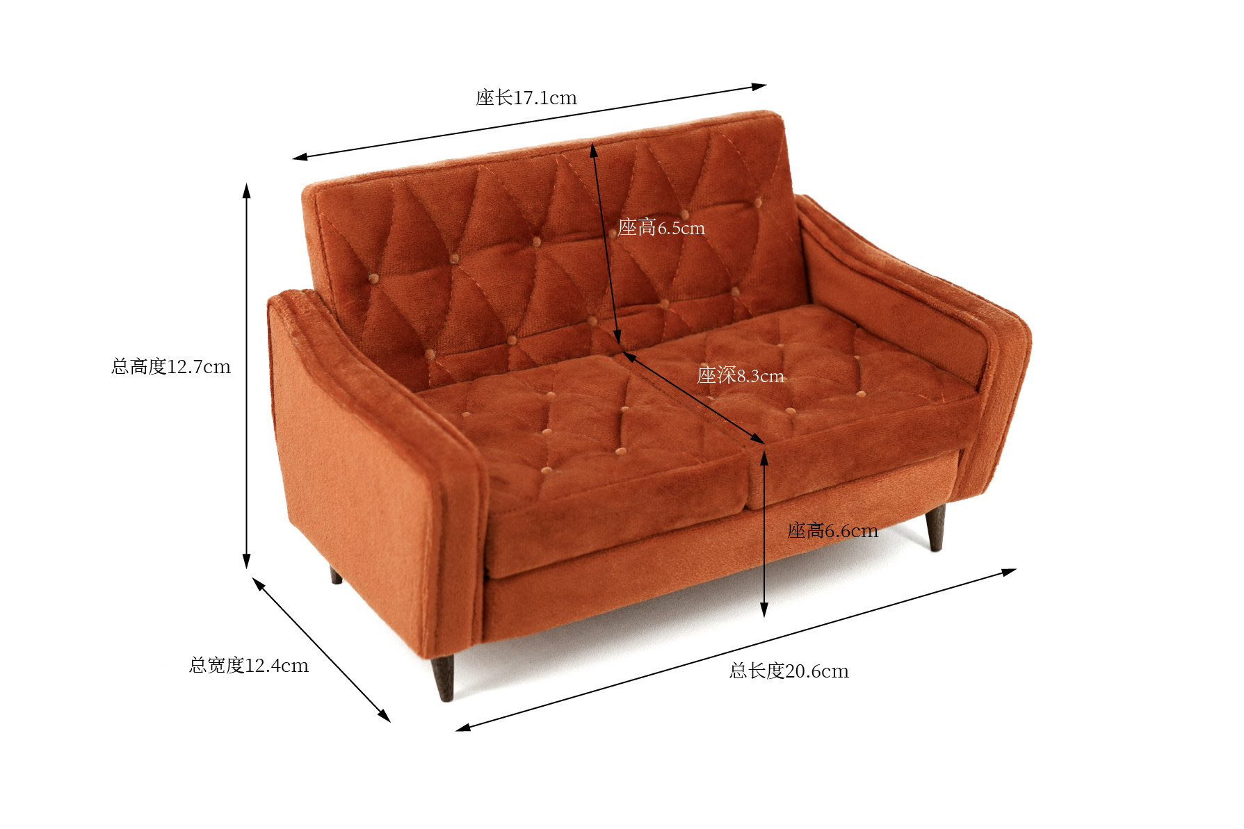 bjd场景道具娃屋 玩具】拉扣沙发双人/单人位/脚凳 家具6分ob11blythe娃屋微缩模型 Soybean Bian Bu