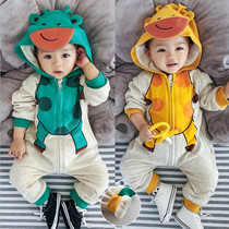 Male baby one-piece clothing worn outside autumn and winter female 01-year-old baby female thin velvet plus velvet warm cotton romper thickened hugging clothes