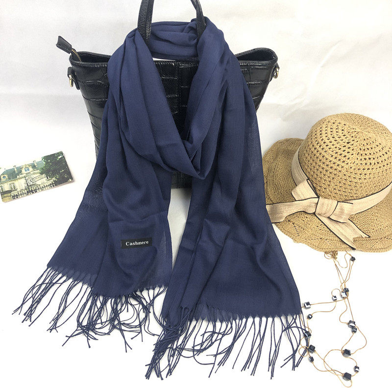 Spring Autumn Pure Color Silk Scarf Woman Thin style Fashion Winter Pure color Tibetan Blue Cape 100 lap scarves for gifts