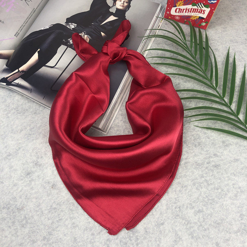 Pure scarf show event male and female general wine red square student square dance hotel small silk scarf can print