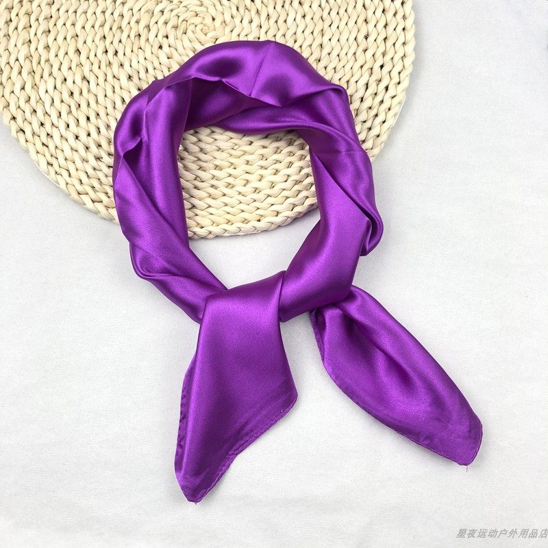 Pure Color Dark Purple Scarf Performance Activity Men And Women Light Purple Little Square Towels Hotel Multifunction Silk Towels Print L0GO