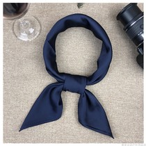 Spring and autumn and winter new navy blue small square towel silk scarf womens wild decoration professional small scarf thin scarf gauze towel
