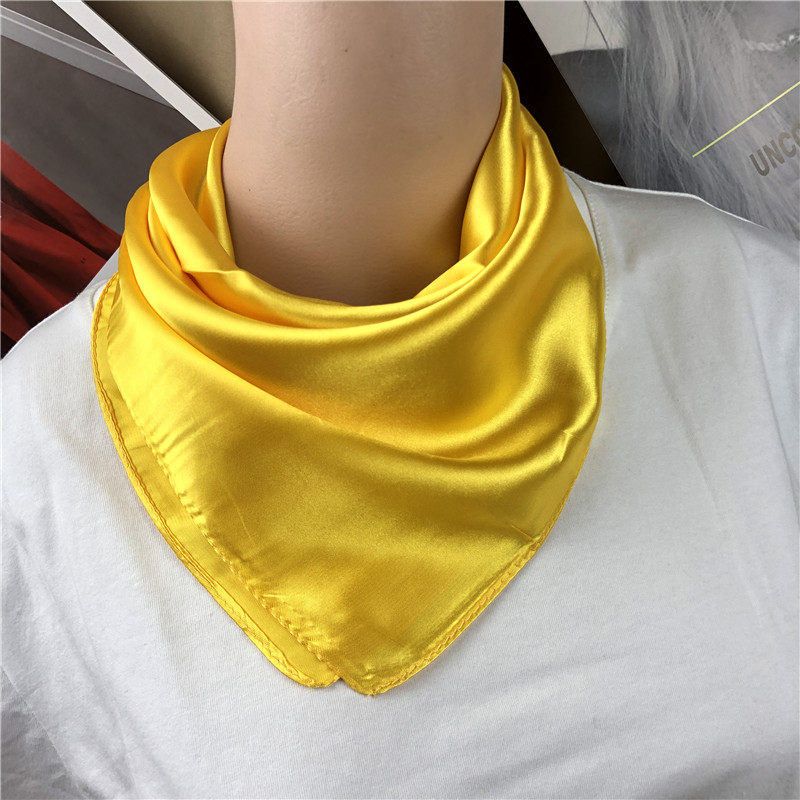 Pure color little square towels with active scarves bright yellow silk scarves flight attendant bank hotel spring summer scarves can be printed L0GO