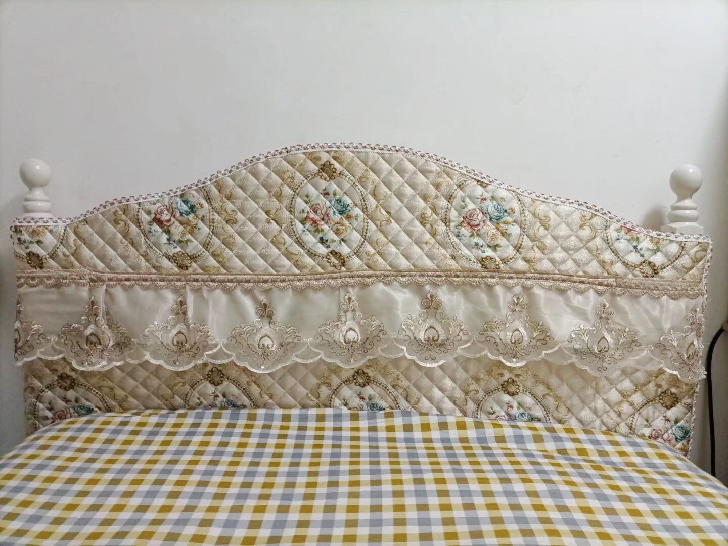 Irregular semi-circular curved bed head cover European leather bed all-inclusive quilted backrest dust-proof bed cover