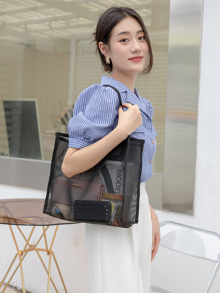Men's and women's white-collar casual shopping bags light and simple work commuting shoulder bag mesh breathable washing bag cosmetic bag