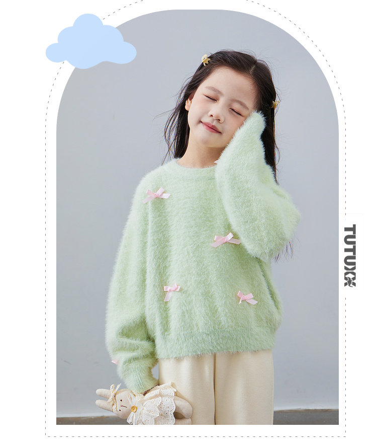 毛衣女童2024秋冬新款儿童加厚套头针织上衣内搭毛绒加厚女宝毛衣详情26