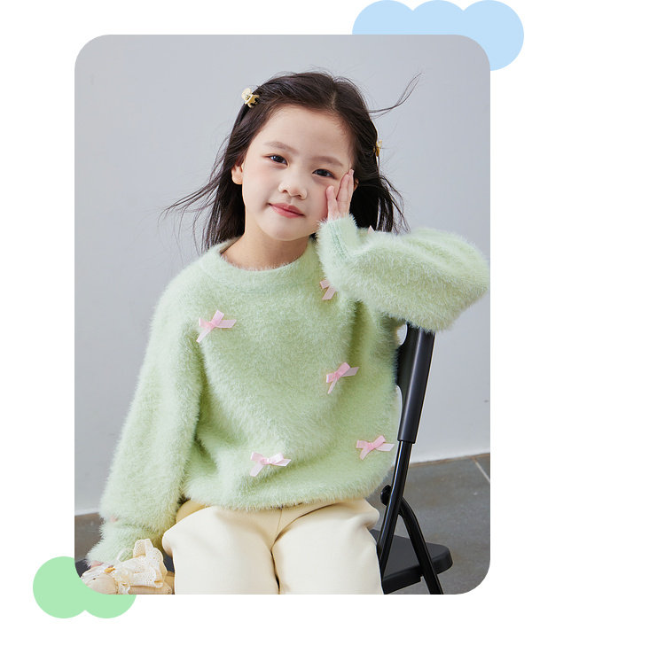 毛衣女童2024秋冬新款儿童加厚套头针织上衣内搭毛绒加厚女宝毛衣详情25