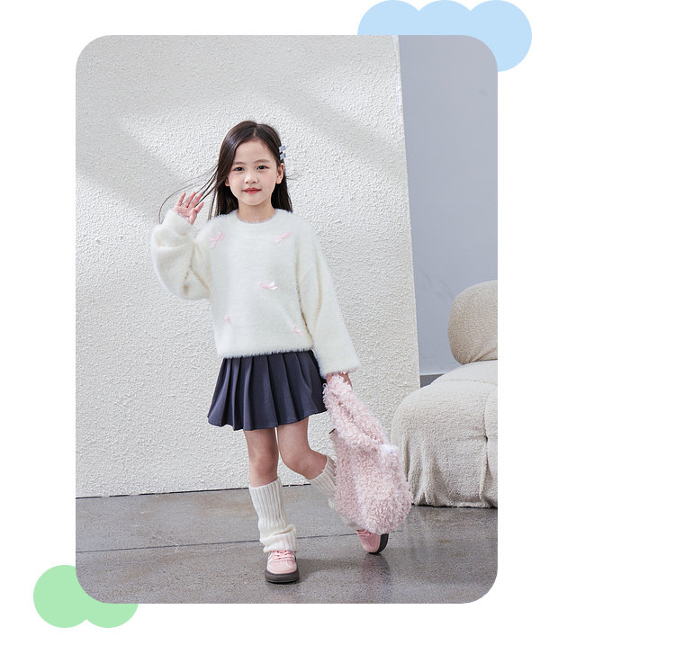 毛衣女童2024秋冬新款儿童加厚套头针织上衣内搭毛绒加厚女宝毛衣详情41