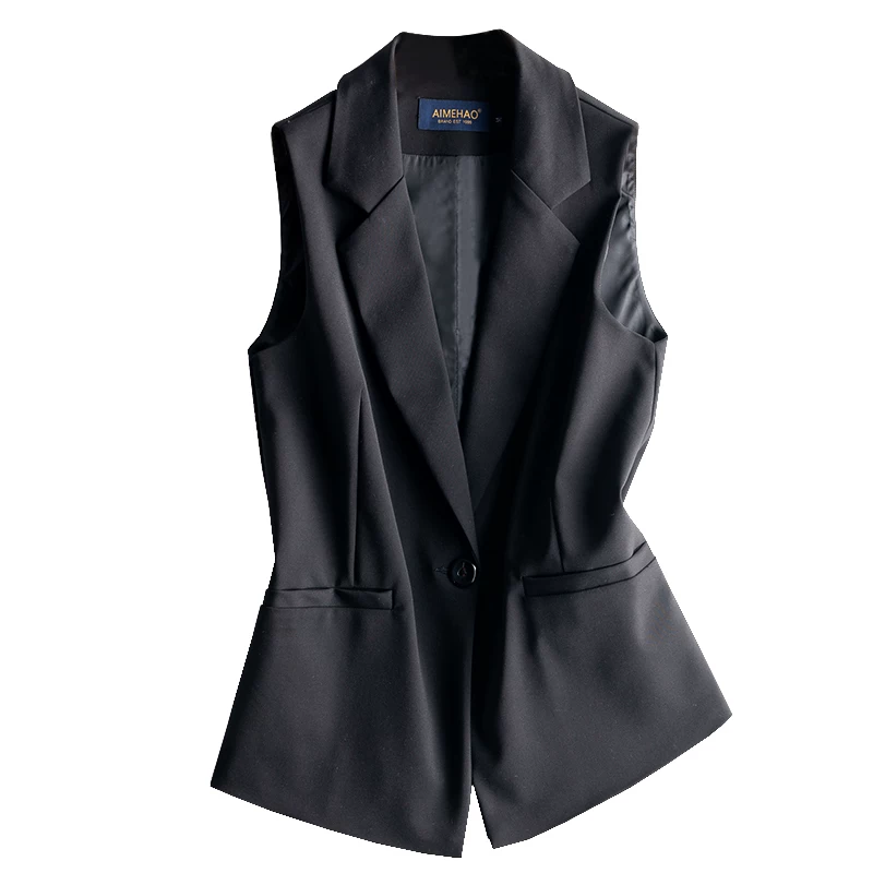 Модный черный жилет, коллекция 2023 года, slim fit, длина по середине