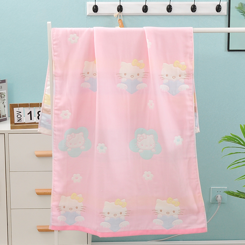 Baby pure cotton children's cartoon bath towel newborn baby four-layer gauze plus cotton wrapping towel super soft and absorbent