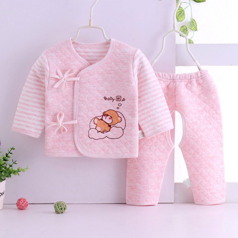 Baby thermal underwear set 0-3-6 months baby spring and autumn winter monk clothing pure cotton thickened newborn clothes