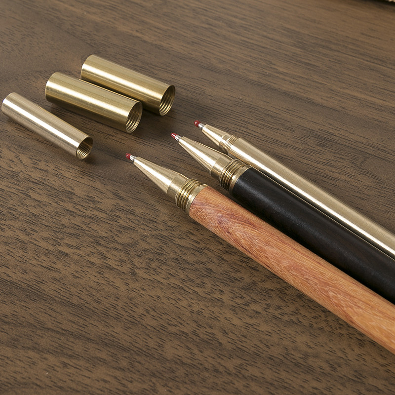 Mahogany signature pen business solid wood ball-point pen brass metal gel pen golden pen