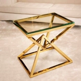 Современный минималистичный квадратный стеклянный диван из нержавеющей стали