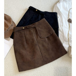 European-Style Fashionable Suede Skirt for Women, Short Skirt, 2025 Autumn New Versatile Slimming Short Pencil Skirt