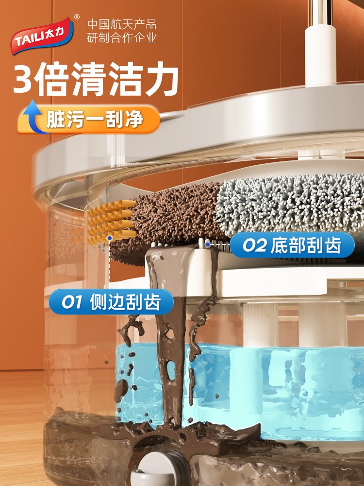 Taili Clean Separation Lazy Mop No Hand Washing 2024 New Model Mop for Home Use One-Sweep Clean Flat Floor Mop Magic Tool