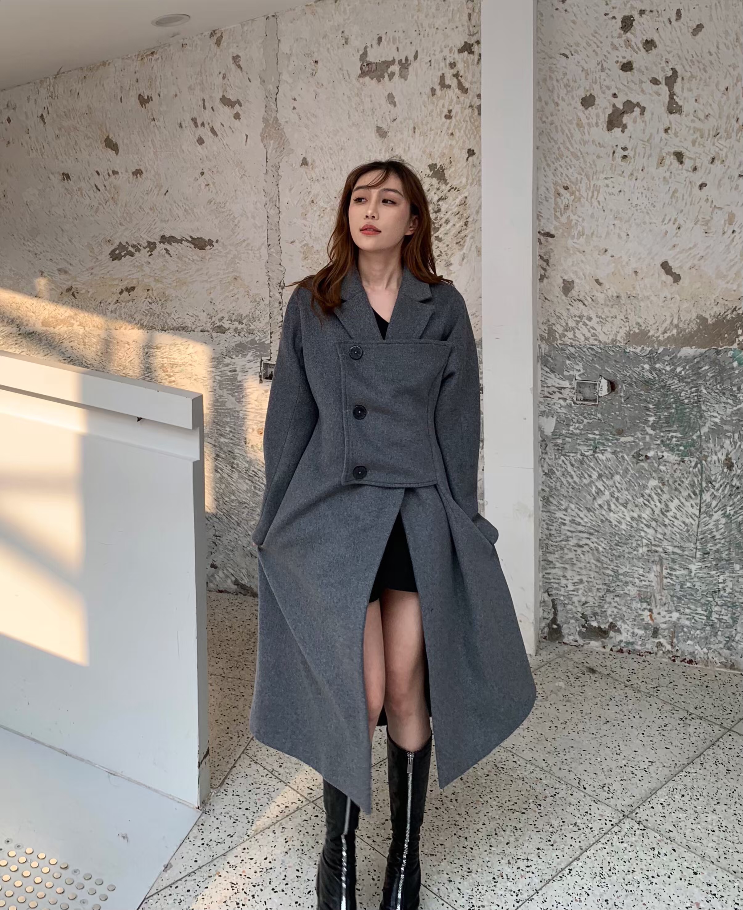 Áo khoác len Amor cashmere mới 2018 dài phần cao cấp thu đông và áo len mùa đông nữ phổ biến Slim eo áo măng tô nữ dáng dài