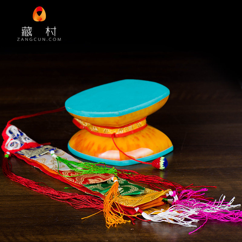 Tibetan Buddhist Tantric Offerings Nepalese exquisite square imitation wax hand drum Gabarafa drum with drum sleeve