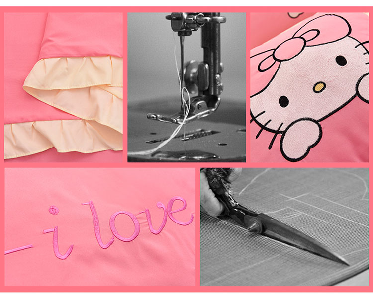 Phiên bản Hàn Quốc của phim hoạt hình Hello Kitty bộ đồ giường cotton cotton bốn mảnh chăn ga gối đệm khách sạn