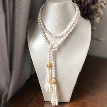  Qiancheng freshwater pearl near-round atmosphere elegant tassel sweater chain female strong luster wild simple necklace