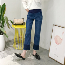 Spring Summer Gestation Woman Dress Fashion Straight Drum Pregnant Woman Jeans Subbelly Pants 90% Pants slim stretch comfort Comfortable Collage