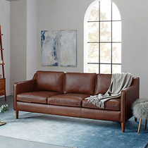 Nordic Loft Industrial Wind Leather Sofa Small Household Type Double Trio Single Solid Wood Sofa Leather Pu Leather Clothing Shop