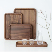 Nordic Ins Black Walnuts Solid Wood Pallet Day Type Rectangular Wooden Dinner Plate Tea Tray Solid Wood Steak Pizza Pan