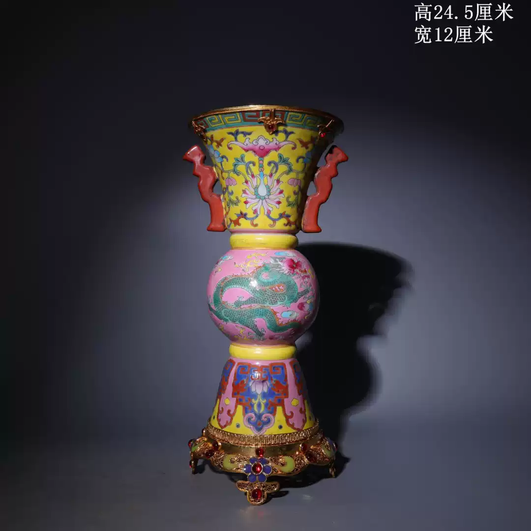 宋代哥窑瓷器金丝铁线开片铉纹长颈瓶古瓷器