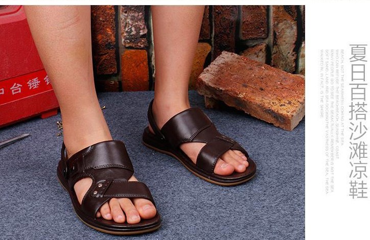 Giày đi biển mùa hè cho nam Giày dép nam bằng da cho nam Dép da mềm cho nam trung niên giày sandal nam