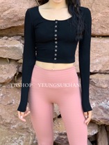 @YEUNGSUKHAN French round neck BUTTON blouse autumn and winter YOGA CLOTHES SPORTS aerial YOGA DANCE