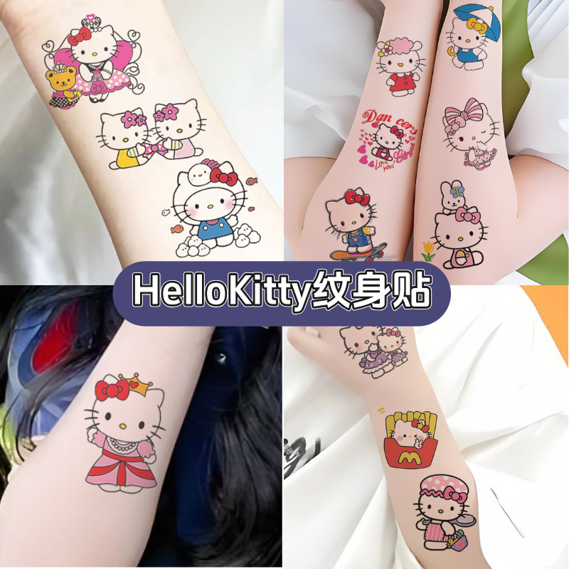 Cartoon Hello Kitty Tattoo Stickers, High-End, Cute, Safe, Waterproof, Disposable Tattoo Water Transfer Stickers for Kidsren