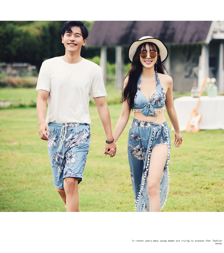 Cặp đôi đồ bơi nữ ba mảnh mùa xuân nóng bỏng bãi biển kỳ nghỉ bãi biển những người yêu thích quần bơi nam quần bơi - Vài đồ bơi 	bộ đồ đôi đi biển