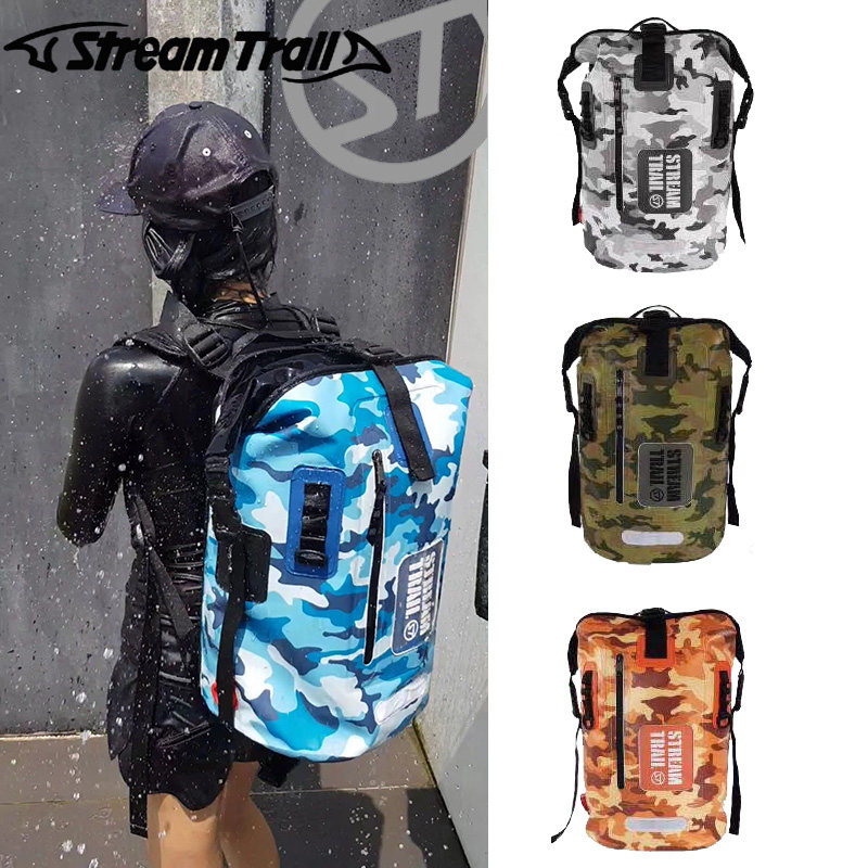 Japan StreamTrail Dy-tank 25L CAMOUFLAY OUTDOOR TRAVEL DIVING ANADROMOUS Waterproof Double Shoulder Bag