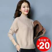 Mùa xuân và mùa thu mới của phụ nữ áo len cashmere áo len ngắn nửa cổ cao đan áo len đáy dày lỏng bên ngoài mất - Áo / áo thun