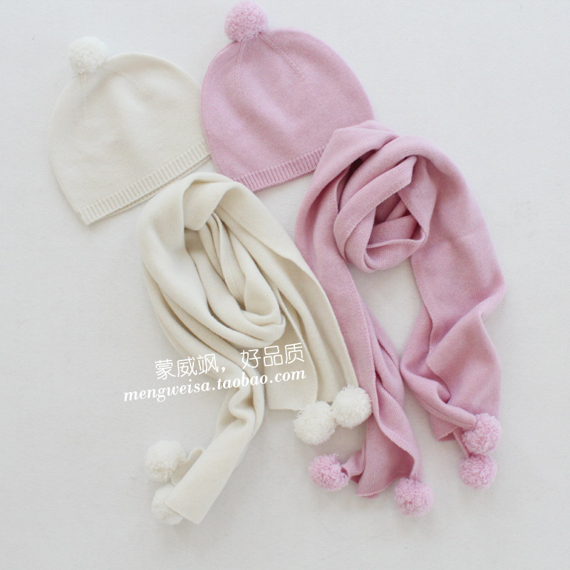 Cold Winter Children Baby Baby Cashmere Knitted Scarves Hat Suit Pure Cashmere Warm Giant