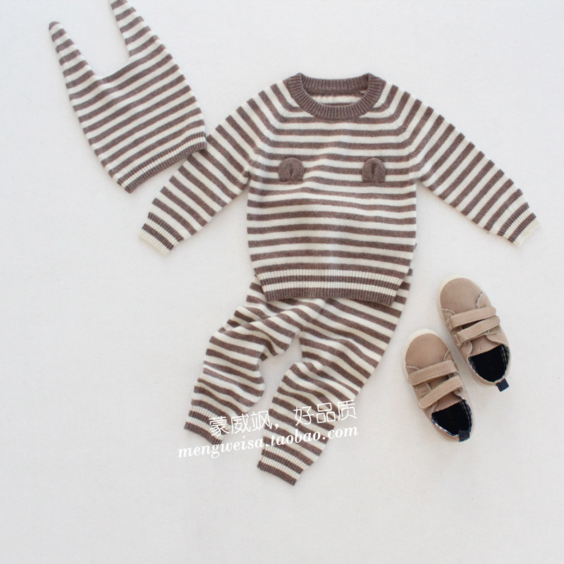The shopkeeper recommends baby children's baby children's clothing suit autumn cashmere sweater ins baby sweater pullover three-piece set