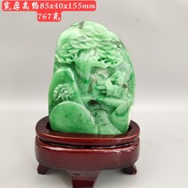 Ancient jade antique jade antique Qing Dynasty Burmese bean color Old Emerald figure Story Imitation Antique landscape figure swaying pieces
