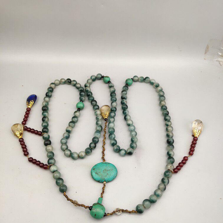 Ancient jade antique jade antique Qing Dynasty floating quartz rock jade jade emerald dynasty pearl imitation ancient 13mm Yuanzhu pine stone glazed accessories